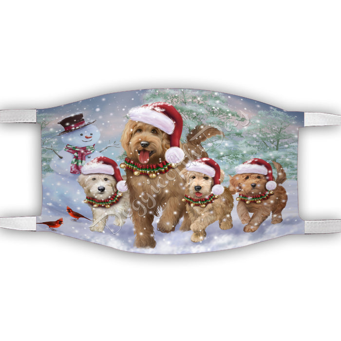 Christmas Running Fammily Golden Retriever Dogs Face Mask FM48721