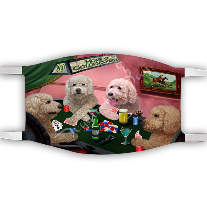 Home of Goldendoodle Dogs Playing Poker Face Mask FM49796