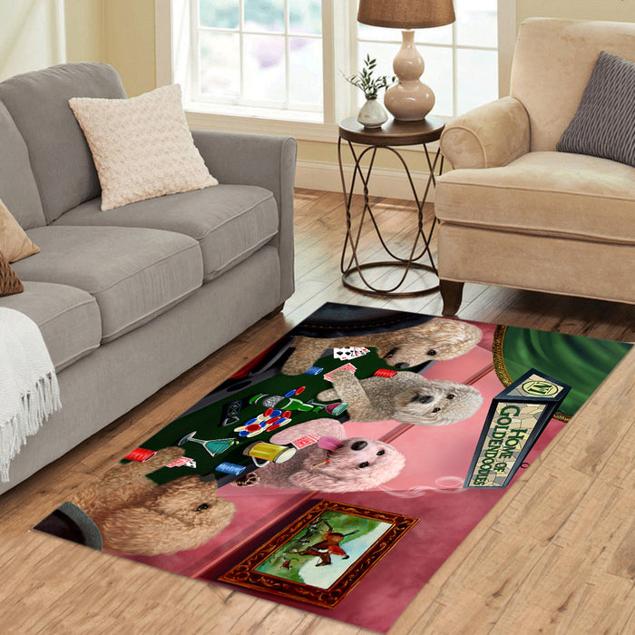 Home of  Goldendoodle Dogs Playing Poker Area Rug
