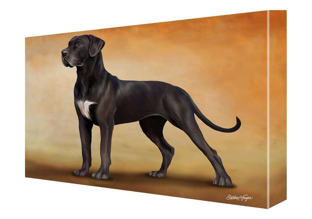 Great Dane Black Dog Painting Printed on Canvas Wall Art Signed