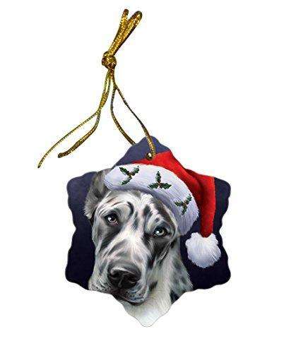 Great Dane Dog Christmas Snowflake Ceramic Ornament