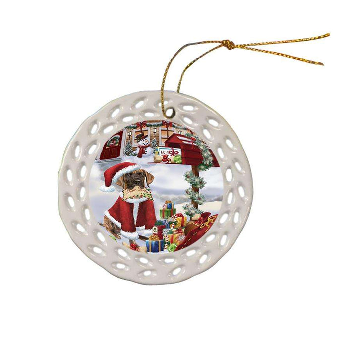Great Dane Dog Dear Santa Letter Christmas Holiday Mailbox Ceramic Doily Ornament DPOR53901