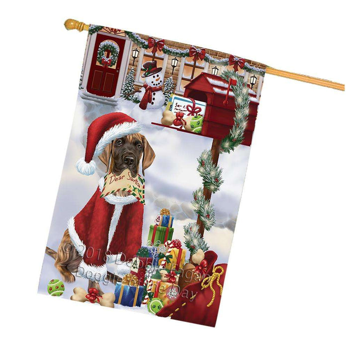 Great Dane Dog Dear Santa Letter Christmas Holiday Mailbox House Flag FLG54099