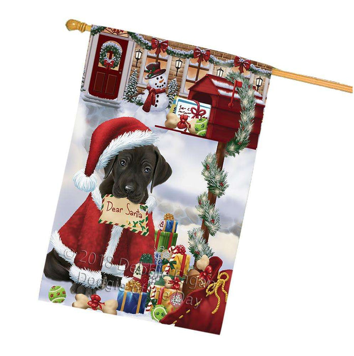 Great Dane Dog Dear Santa Letter Christmas Holiday Mailbox House Flag FLG54100