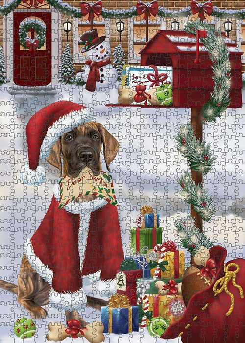 Great Dane Dog Dear Santa Letter Christmas Holiday Mailbox Puzzle with Photo Tin PUZL82760