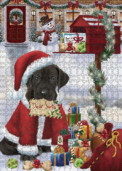 Great Dane Dog Dear Santa Letter Christmas Holiday Mailbox Puzzle with Photo Tin PUZL82764