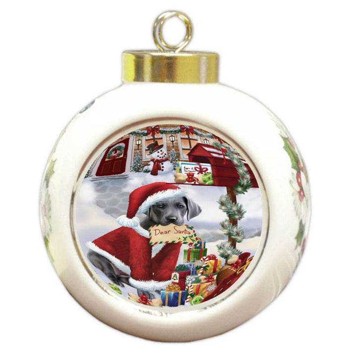 Great Dane Dog Dear Santa Letter Christmas Holiday Mailbox Round Ball Christmas Ornament RBPOR53900