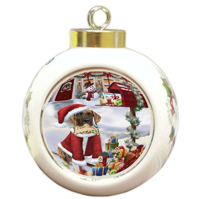 Great Dane Dog Dear Santa Letter Christmas Holiday Mailbox Round Ball Christmas Ornament RBPOR53901