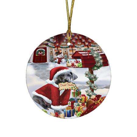 Great Dane Dog Dear Santa Letter Christmas Holiday Mailbox Round Flat Christmas Ornament RFPOR53891