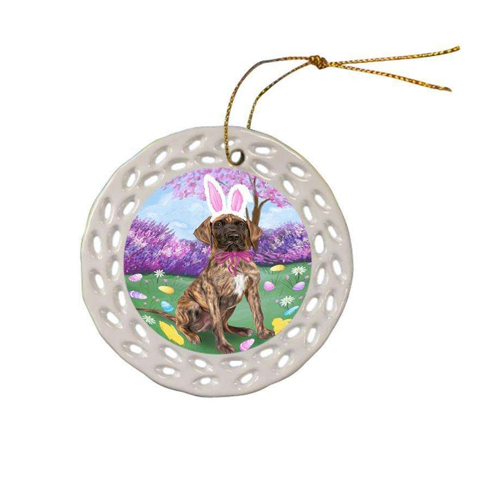 Great Dane Dog Easter Holiday Ceramic Doily Ornament DPOR49156