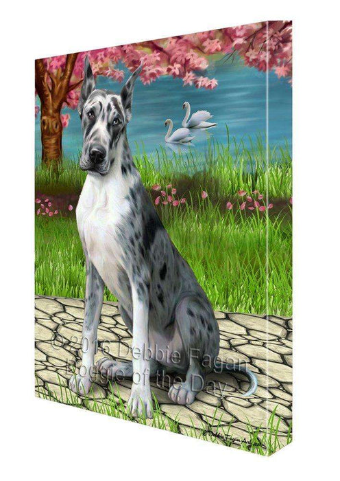 Great Dane Dog Painting Printed on Canvas Wall Art