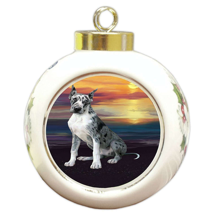 Great Dane Dog Round Ball Christmas Ornament