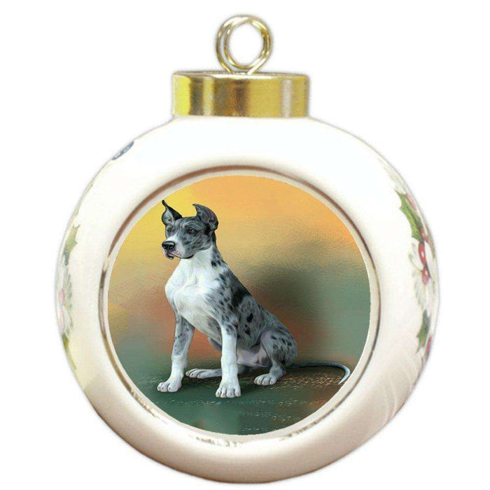 Great Dane Dog Round Ball Christmas Ornament