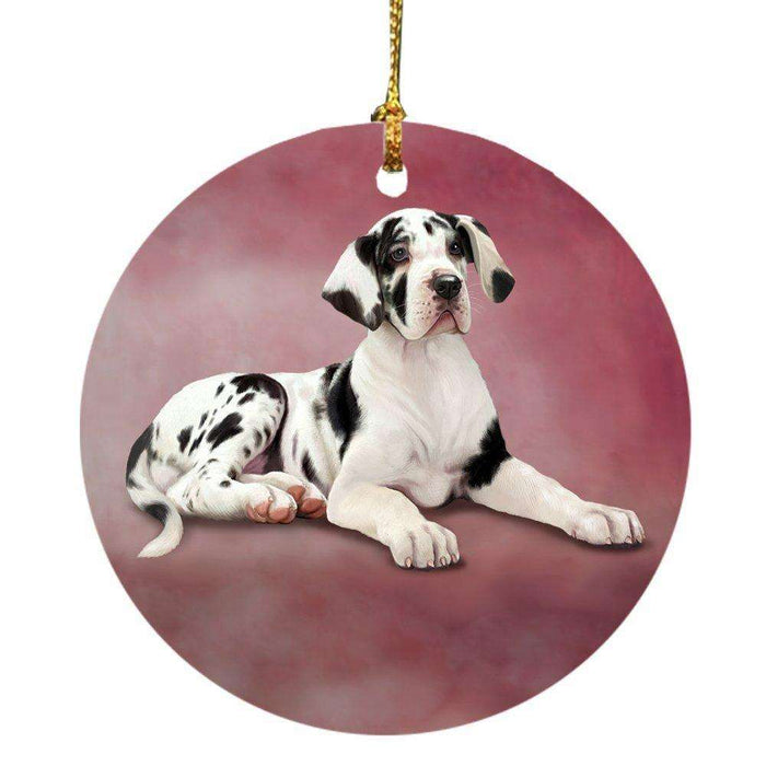 Great Dane Dog Round Christmas Ornament