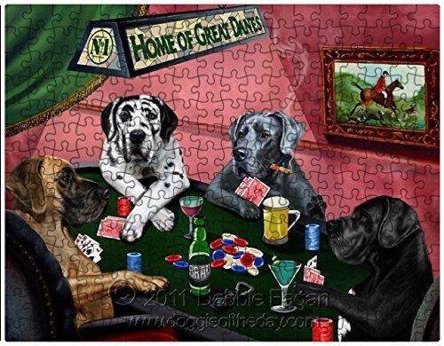 Great Dane Dogs Playing Poker 500 Pc. Puzzle with Photo Tin