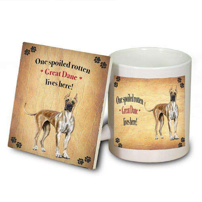 Great Dane Portrait Spoiled Rotten Dog Coaster and Mug Combo Gift Set