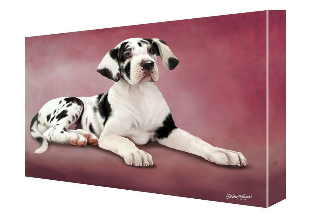 Great Dane Puppy Dog Painting Printed on Canvas Wall Art Signed
