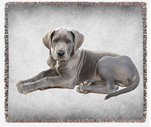 Great Dane Puppy Dog Woven Throw Blanket 54 X 38