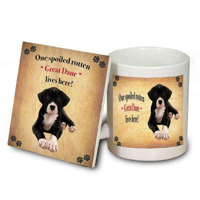 Great Dane Spoiled Rotten Dog Coaster and Mug Combo Gift Set