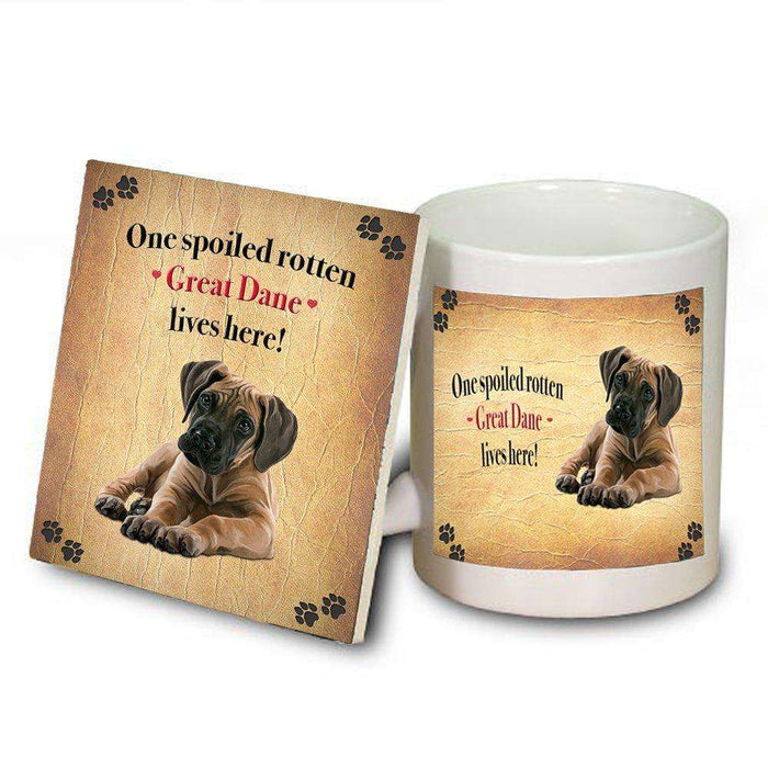 Great Dane Spoiled Rotten Dog Coaster and Mug Combo Gift Set
