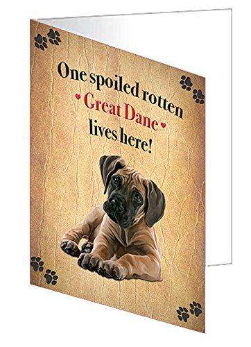 Great Dane Spoiled Rotten Dog Handmade Artwork Assorted Pets Greeting Cards and Note Cards with Envelopes for All Occasions and Holiday Seasons