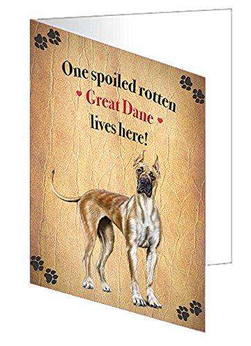 Great Dane Spoiled Rotten Dog Handmade Artwork Assorted Pets Greeting Cards and Note Cards with Envelopes for All Occasions and Holiday Seasons