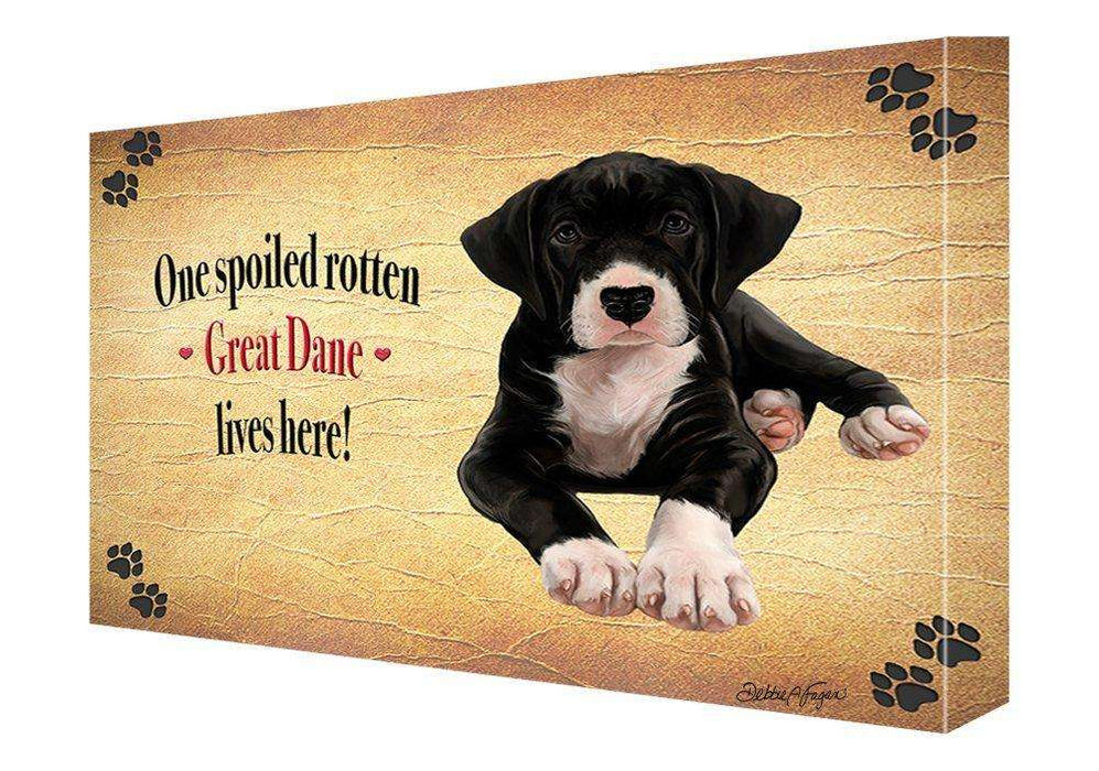Great Dane Spoiled Rotten Dog Painting Printed on Canvas Wall Art Signed