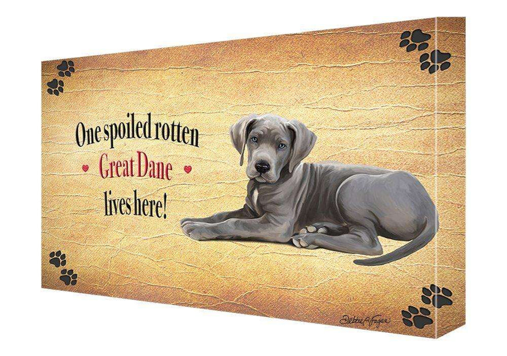 Great Dane Spoiled Rotten Dog Painting Printed on Canvas Wall Art Signed