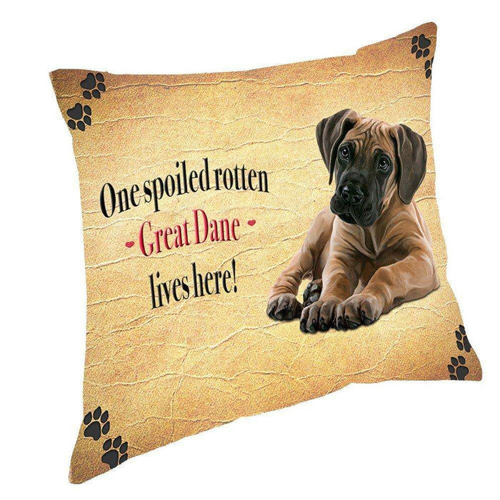 Great Dane Spoiled Rotten Dog Throw Pillow
