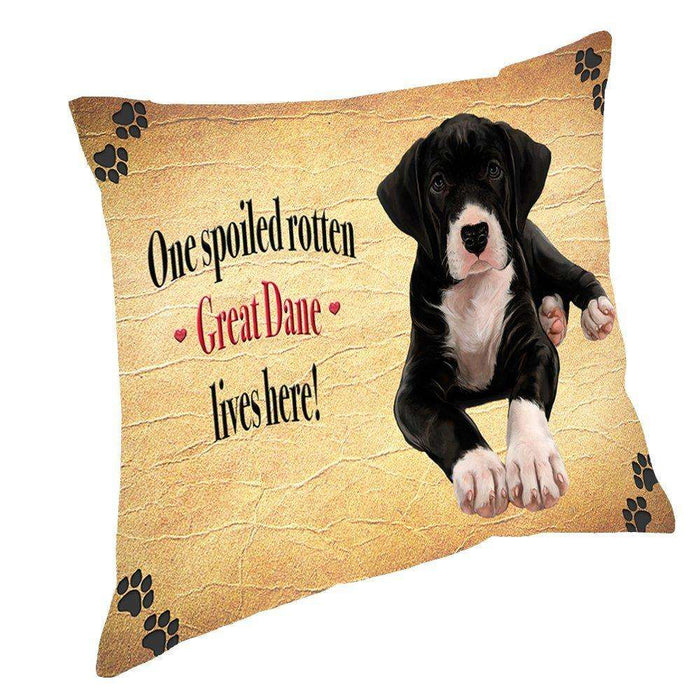 Great Dane Spoiled Rotten Dog Throw Pillow