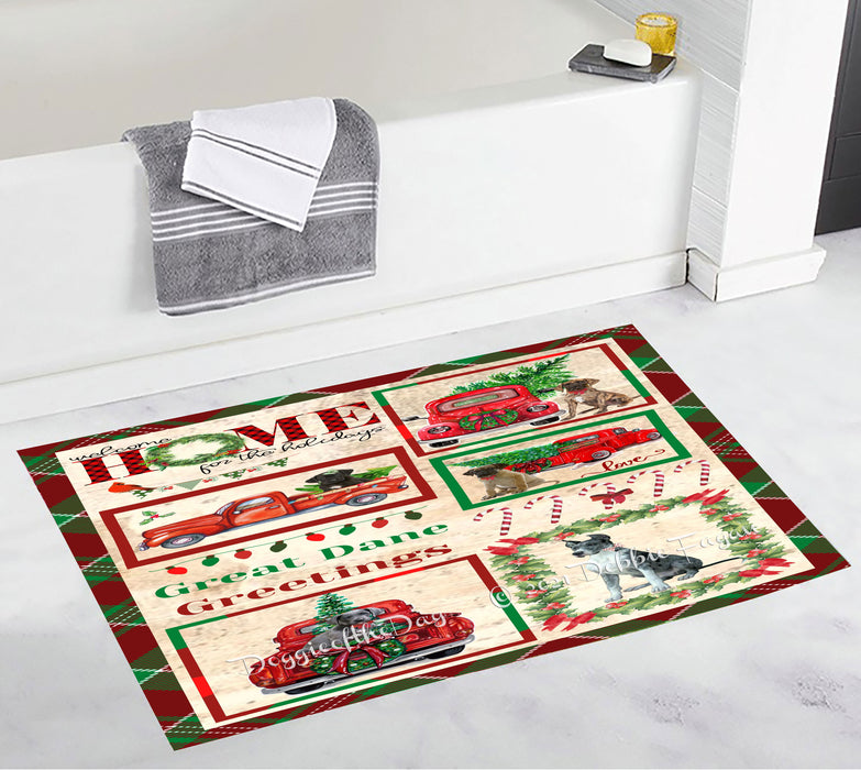 Welcome Home for Christmas Holidays Great Dane Dogs Bathroom Rugs with Non Slip Soft Bath Mat for Tub BRUG54373