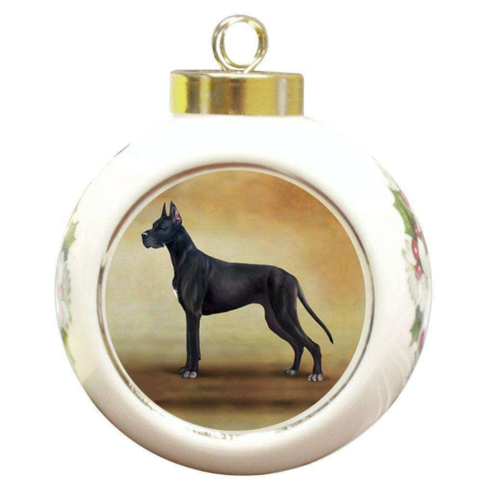 Great Danes Dog Round Ceramic Christmas Ornament
