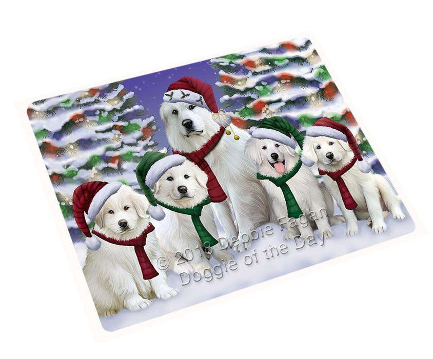 Great Pyrenees Dog Christmas Family Portrait In Holiday Scenic Background Magnet Mini (3.5" x 2") MAG62232