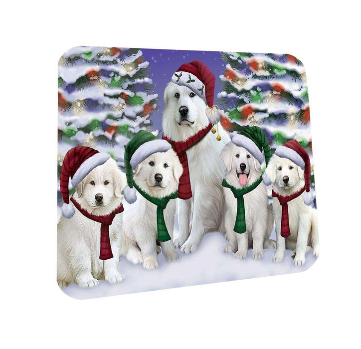 Great Pyrenees Dog Christmas Family Portrait in Holiday Scenic Background  Coasters Set of 4 CST52672