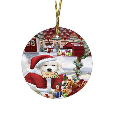 Great Pyrenees Dog Dear Santa Letter Christmas Holiday Mailbox Round Flat Christmas Ornament RFPOR53531