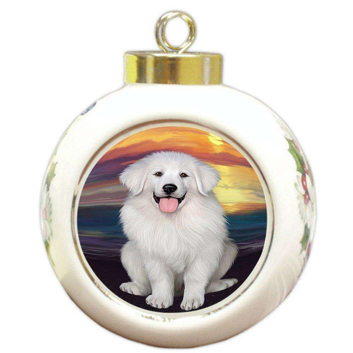Great Pyrenees Dog Round Ball Christmas Ornament RBPOR48489