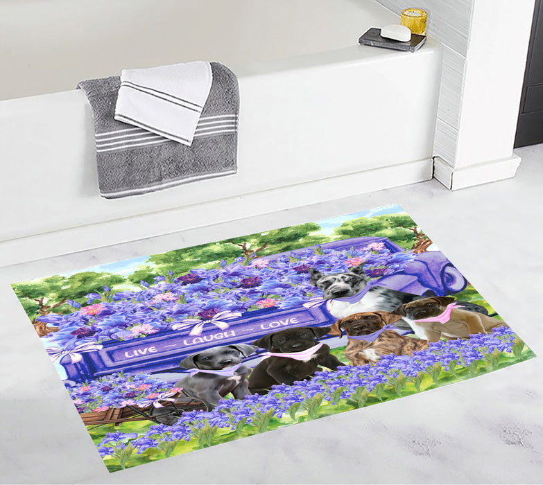Great Dane Bath Mat: Non-Slip Bathroom Rug Mats, Custom, Explore a Variety of Designs, Personalized, Gift for Pet and Dog Lovers