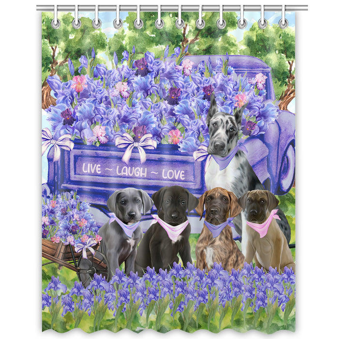 Great Dane Shower Curtain, Personalized Bathtub Curtains for Bathroom Decor with Hooks, Explore a Variety of Designs, Custom, Pet Gift for Dog Lovers
