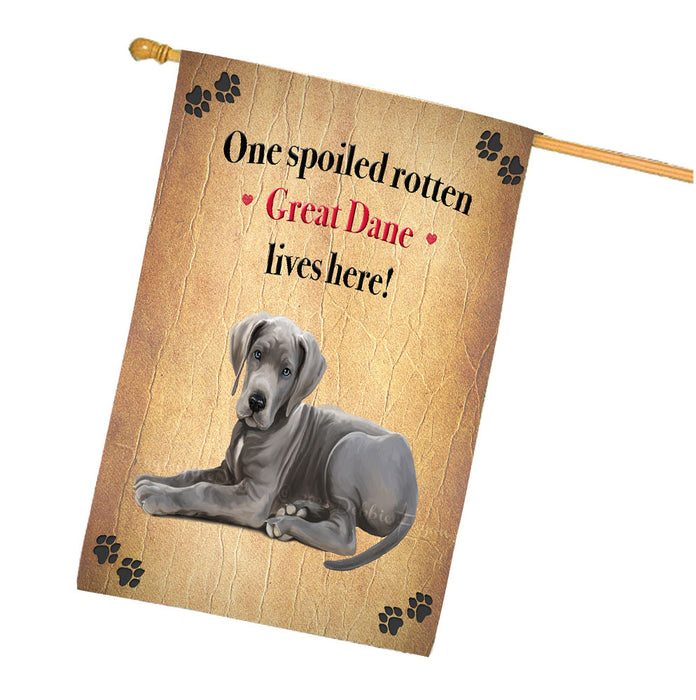 Spoiled Rotten Great Dane Dog House Flag Outdoor Decorative Double Sided Pet Portrait Weather Resistant Premium Quality Animal Printed Home Decorative Flags 100% Polyester FLG68342