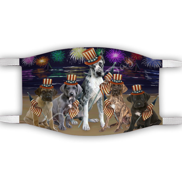 4th of July Independence Day Great Dane Dogs Face Mask FM49409