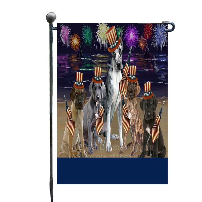Personalized 4th of July Firework Great Dane Dogs Custom Garden Flags GFLG-DOTD-A57928