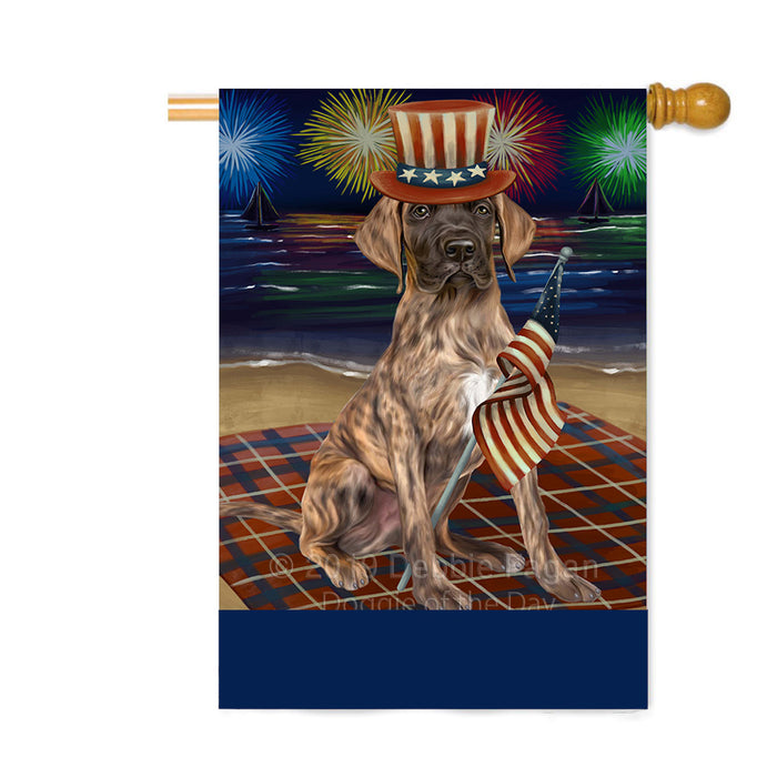 Personalized 4th of July Firework Great Dane Dog Custom House Flag FLG-DOTD-A57985