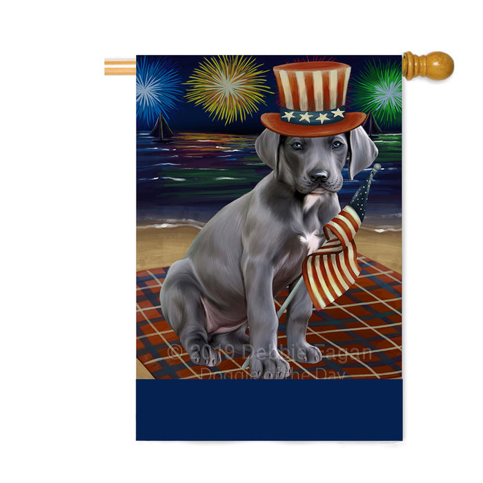 Personalized 4th of July Firework Great Dane Dog Custom House Flag FLG-DOTD-A57986