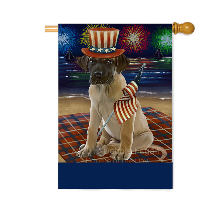 Personalized 4th of July Firework Great Dane Dog Custom House Flag FLG-DOTD-A57987