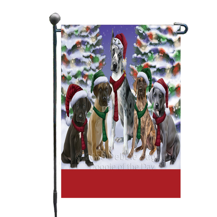 Personalized Christmas Happy Holidays Great Dane Dogs Family Portraits Custom Garden Flags GFLG-DOTD-A59121