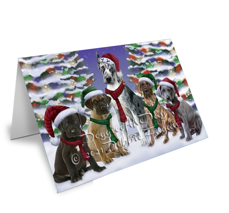 Christmas Family Portrait Great Dane Dog Handmade Artwork Assorted Pets Greeting Cards and Note Cards with Envelopes for All Occasions and Holiday Seasons