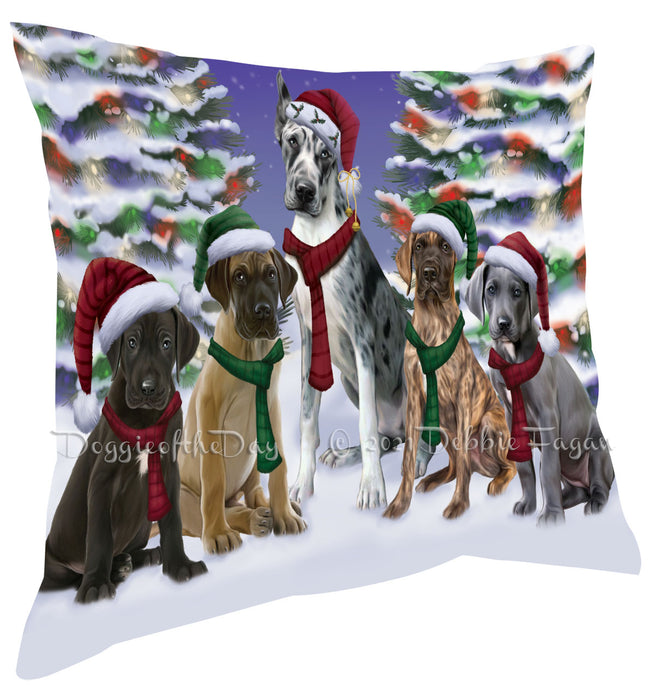 Christmas Family Portrait Great Dane Dog Pillow with Top Quality High-Resolution Images - Ultra Soft Pet Pillows for Sleeping - Reversible & Comfort - Ideal Gift for Dog Lover - Cushion for Sofa Couch Bed - 100% Polyester