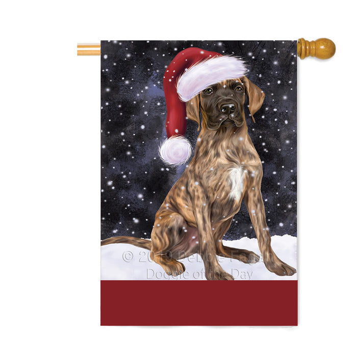 Personalized Let It Snow Happy Holidays Great Dane Dog Custom House Flag FLG-DOTD-A62415