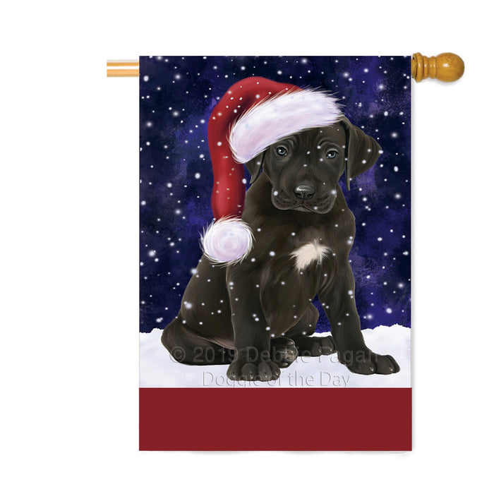 Personalized Let It Snow Happy Holidays Great Dane Dog Custom House Flag FLG-DOTD-A62416