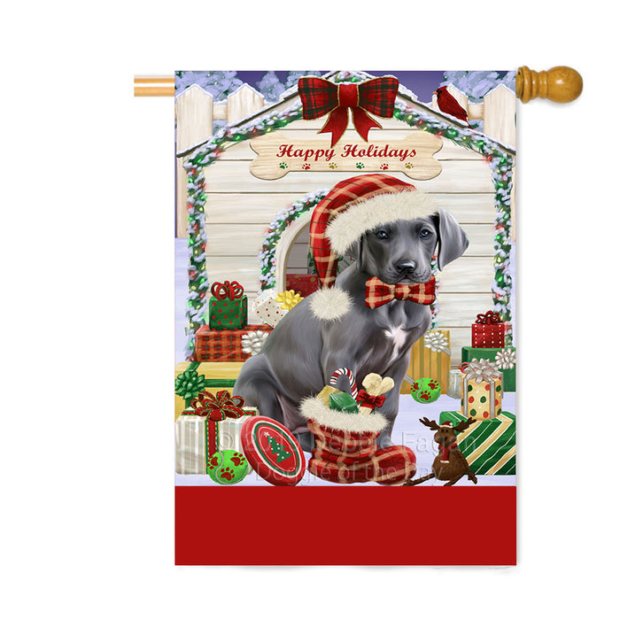 Personalized Happy Holidays Christmas Great Dane Dog House with Presents Custom House Flag FLG-DOTD-A59382